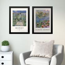 Kit 2 Quadros Posters Arte Claude Monet 24x18cm - com vidro