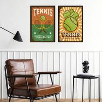 Kit 2 Quadros Posters Tennis Retrô 24x18cm - com vidro