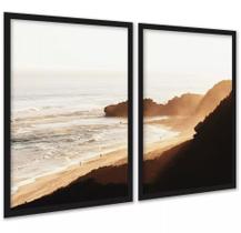 Kit 2 Quadros Praia Areia Degradê Marrom 24x18cm Kit 2 Quadros Praia Areia Degradê Marrom 24x18cm