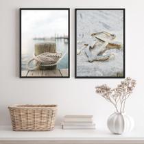 Kit 2 Quadros Praia Branco- Corda E Âncora 24X18Cm