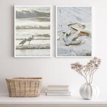 Kit 2 Quadros Praia Branco- Passarinhos E Âncora 45x34cm - com vidro