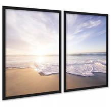 Kit 2 Quadros Praia Mar Complementares 45x34cm - com vidro Kit 2 Quadros Praia Mar Complementares 45x34cm - com vidro