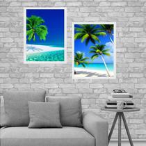 Kit 2 Quadros Praia Paradisíaca 24x18cm - com vidro