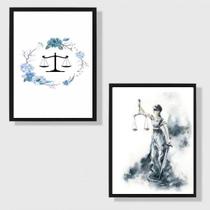 Kit 2 Quadros Profissão Direito 45X34Cm