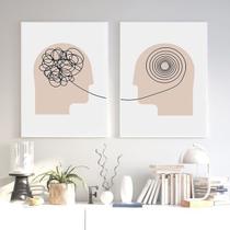 Kit 2 Quadros Psicologia - Mente Organizada 45x34cm - com vidro