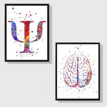 Kit 2 Quadros Psicologia Símbolo Aquarela 45x34cm Kit 2 Quadros Psicologia Símbolo Aquarela 45x34cm