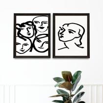 Kit 2 Quadros Quadros Matisse Faces Mulheres 33x24cm - com vidro