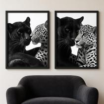 Kit 2 Quadros Quarto Casal - Pantera E Onça 45X34Cm-Vidro Kit 2 Quadros Quarto Casal - Pantera E Onça 45X34Cm-Vidro