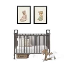 Kit 2 Quadros Quarto De Bebê Ursinhas Vintage 33X24Cm