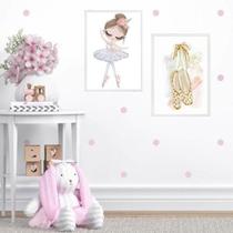 Kit 2 Quadros Quarto De Menina Tema Balé 24X18Cm