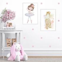 Kit 2 Quadros Quarto De Menina Tema Balé 33x24cm Kit 2 Quadros Quarto De Menina Tema Balé 33x24cm