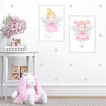 Kit 2 Quadros Quarto Infantil Menina - Fadinhas 33x24cm Kit 2 Quadros Quarto Infantil Menina - Fadinhas 33x24cm