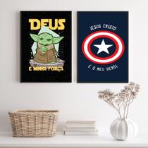 Kit 2 Quadros Quarto Jovem Cristão 24x18cm Kit 2 Quadros Quarto Jovem Cristão 24x18cm