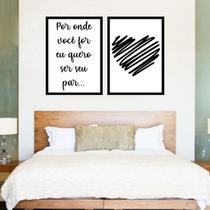 Kit 2 Quadros Quero Ser Seu Par 33x24cm - com vidro