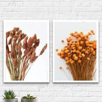 Kit 2 Quadros Ramos De Folhas Secas 33x24cm - com vidro