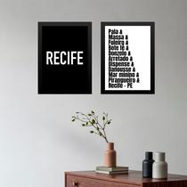 Kit 2 Quadros Recife - Tipografia Gírias 33x24cm - com vidro