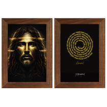Kit 2 Quadros Religiosos Sagrada Família Jesus Maria José Versículos Bíblicos 40cm