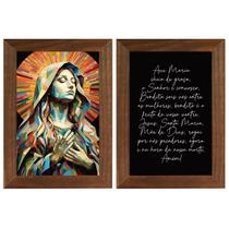 Kit 2 Quadros Religiosos Sagrada Família Jesus Maria José Versículos Bíblicos 40cm