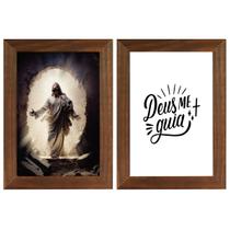 Kit 2 Quadros Religiosos Sagrada Família Jesus Maria José Versículos Bíblicos 40cm
