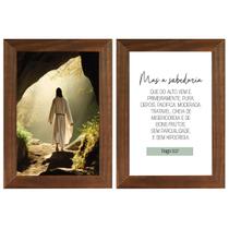 Kit 2 Quadros Religiosos Sagrada Família Jesus Maria José Versículos Bíblicos 40cm