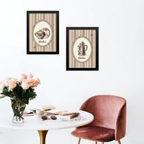 Kit 2 Quadros Retrô Cozinha De Vó 24x18cm - com vidro