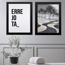 Kit 2 Quadros Rio de Janeiro - ERREJOTA Copacabana 24x18cm - com vidro