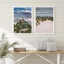 Kit 2 Quadros Rio De Janeiro Fotos Cristo Copacabana 24x18cm - com vidro