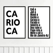 Kit 2 Quadros Rio De Janeiro - Gírias 24x18cm - com vidro Kit 2 Quadros Rio De Janeiro - Gírias 24x18cm - com vidro