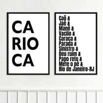 Kit 2 Quadros Rio De Janeiro - Gírias 33X24Cm - Com Vidro