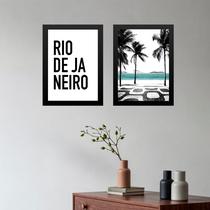 Kit 2 Quadros Rio De Janeiro - Tipografia e Fotografia 45x34cm - com vidro
