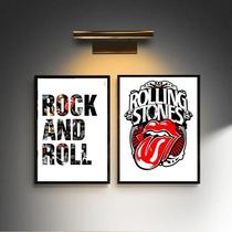 Kit 2 Quadros Rock - Rolling Stones 24X18Cm - Com Vidro