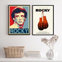 Kit 2 Quadros Rocky Balboa LuvaBoxe 33x24cm