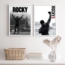 Kit 2 Quadros Rocky Balboa Preto EBranco 24x18cm Kit 2 Quadros Rocky Balboa Preto EBranco 24x18cm