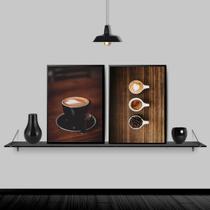 Kit 2 Quadros Rústicos Fotografias Cafés 24x18cm - com vidro
