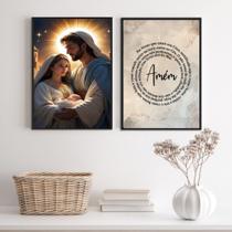 Kit 2 Quadros Sagrada Família - Pai Nosso 33x24cm Kit 2 Quadros Sagrada Família - Pai Nosso 33x24cm