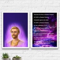 Kit 2 Quadros Saint Germain Chama Violeta 33X24 - Preta