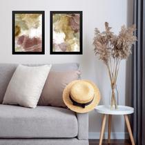 Kit 2 Quadros Sala Abstratos Aquarelados 33x24cm - com vidro