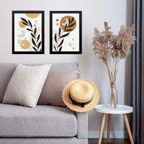 Kit 2 Quadros Sala Boho - Folha Lua Estrela 24x18cm Kit 2 Quadros Sala Boho - Folha Lua Estrela 24x18cm