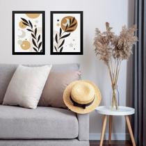 Kit 2 Quadros Sala Boho - Folha Lua Estrela 33X24Cm