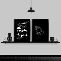 Kit 2 Quadros Salmo Aquele Que Te Guarda 33X24 Moldura Preta