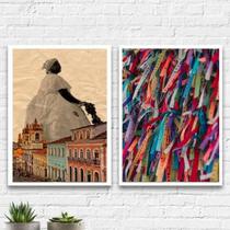 Kit 2 Quadros Salvador Bahia 33X24Cm Moldura Branca Kit 2 Quadros Salvador Bahia 33X24Cm Moldura Branca