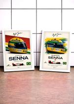 Kit 2 Quadros Senna Lenda F1 c Vidro e Moldura Branca Tam:A4 Kit 2 Quadros Senna Lenda F1 c Vidro e Moldura Branca Tam:A4