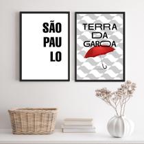 Kit 2 Quadros SP Terra da Garoa 45x34cm Moldura Preta