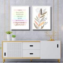 Kit 2 Quadros Suaves Boho Para Sala 33X24Cm - Com Vidro