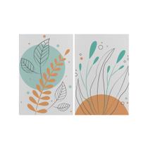 Kit 2 Quadros Tela Canvas Circulo Ramos Boho Delicado Sala