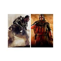 Kit 2 Quadros Tela Canvas COD Jogo FPS Ghost Skin Teen Sala