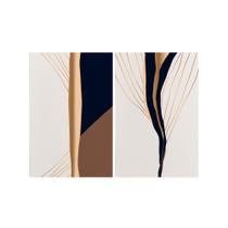 Kit 2 Quadros Tela Canvas Dourado Marrom Linhas Gold Sala Kit 2 Quadros Tela Canvas Dourado Marrom Linhas Gold Sala
