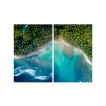 Kit 2 Quadros Tela Canvas Floresta Verde Água Mar Ilha Sala Kit 2 Quadros Tela Canvas Floresta Verde Água Mar Ilha Sala