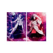 Kit 2 Quadros Tela Canvas Naruto Madara Obito Roxo Anime