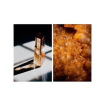 Kit 2 Quadros Tela Canvas Obelisco Cristal Dourado Marrom Kit 2 Quadros Tela Canvas Obelisco Cristal Dourado Marrom